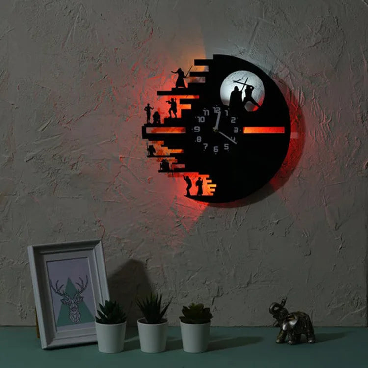 StarWarsVinyl - Decorative LED Wall Clock for Bedroom and Living Room