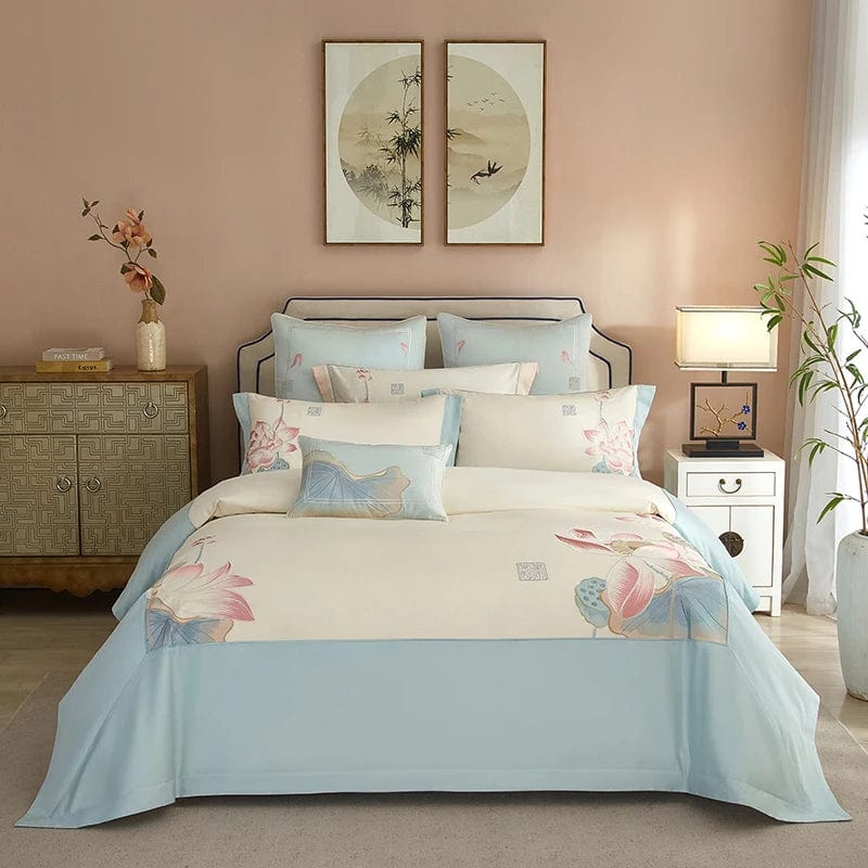 Set copripiumino Lotus Blue (Cotone Egiziano)