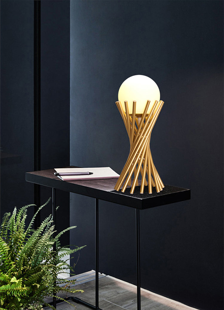 LumiGlobe - Modern Golden Table Lamp with LED Lighting