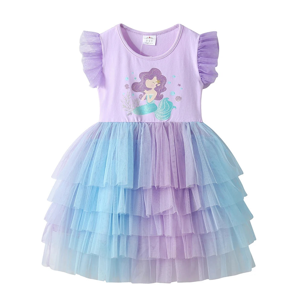 Elegant Multilayer Tulle Halloween Princess Costume for Girls