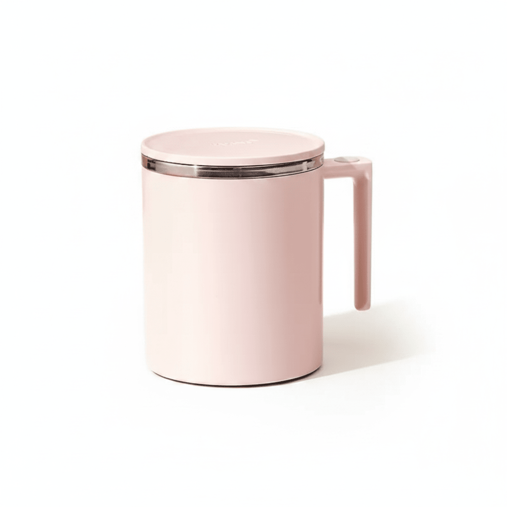 Self Stirring Coffee Mug Stainless Steel Mixing Cup Lid 360 ml