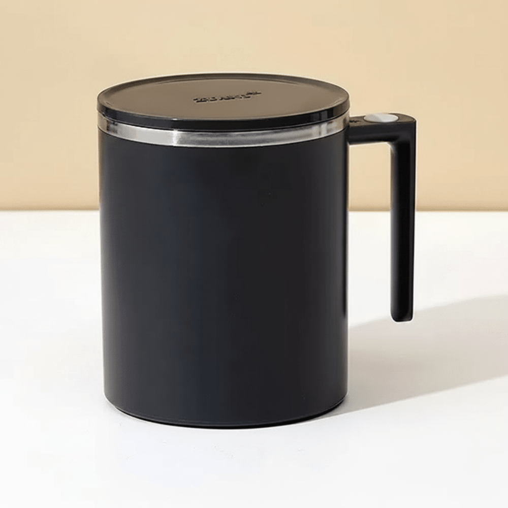 Self Stirring Coffee Mug Stainless Steel Mixing Cup Lid 360 ml