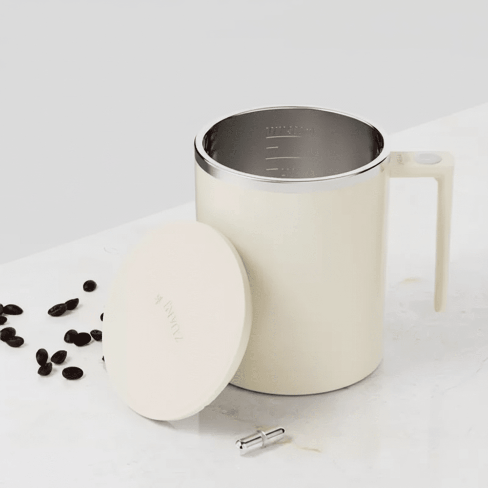 Self Stirring Coffee Mug Stainless Steel Mixing Cup Lid 360 ml