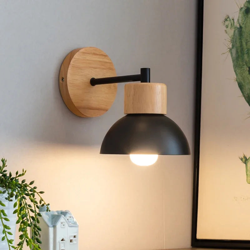 NordicWood - LED Wandlamp Hout IJzer Verlichting