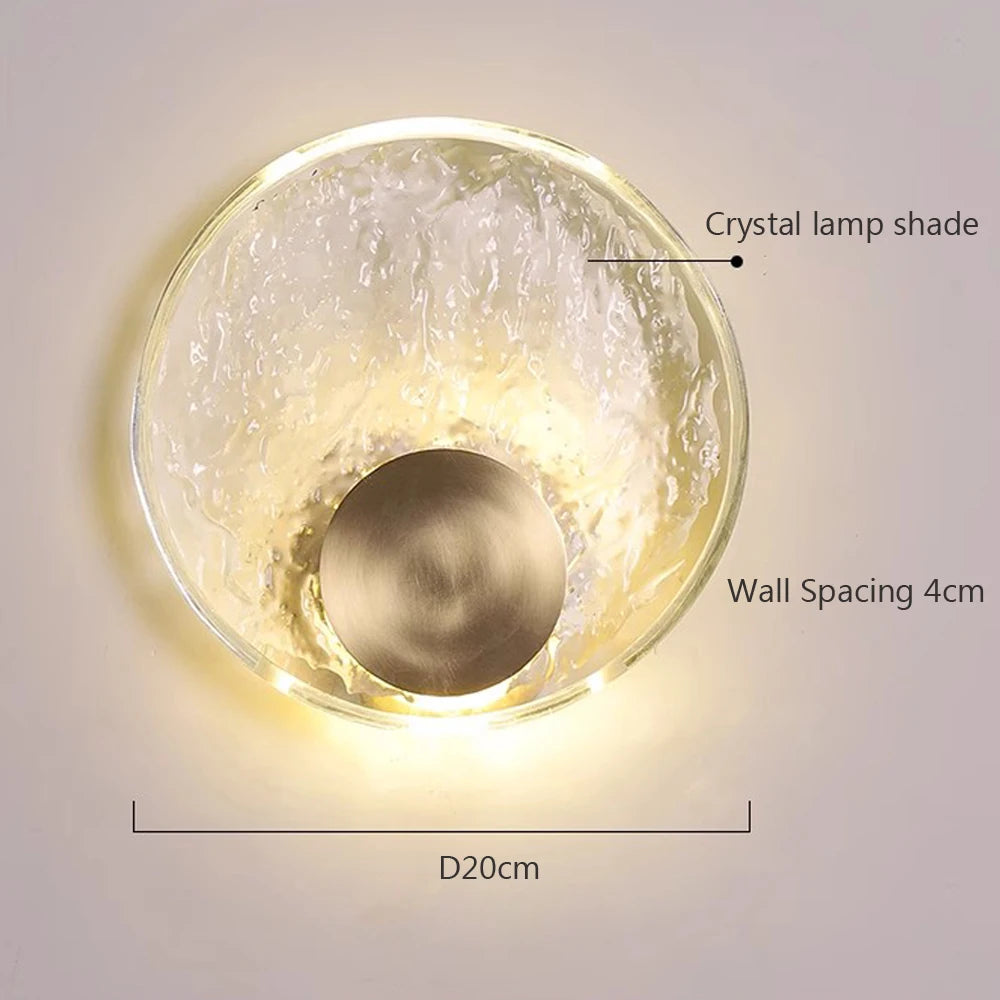 CrystalLicht - Lampada da parete moderna a LED con cristalli per camera da letto e soggiorno