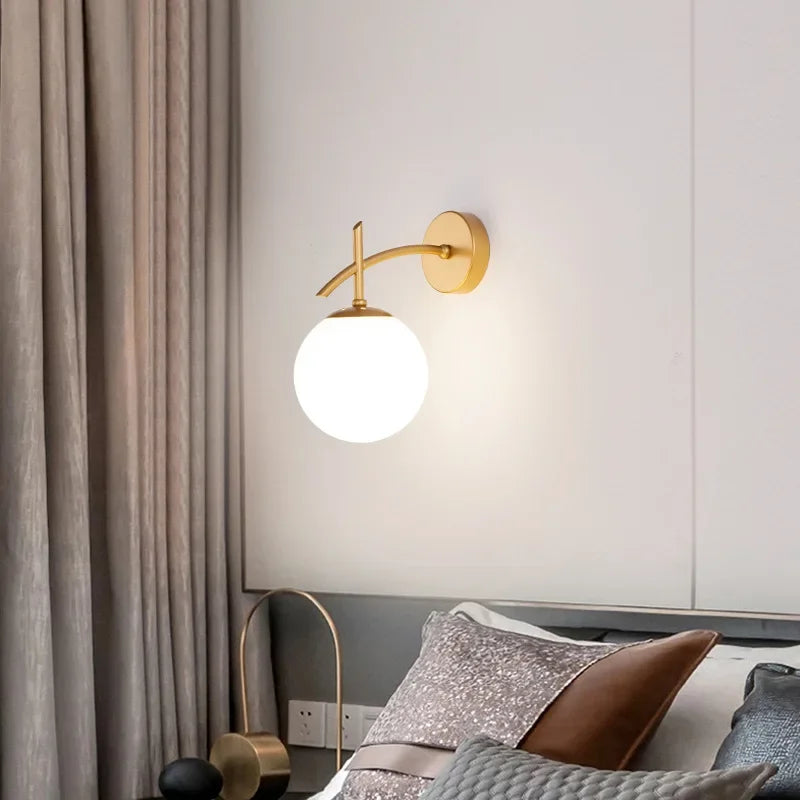 Lámpara de pared LumiWandlamp - Iluminación de dormitorio de vidrio negro y dorado