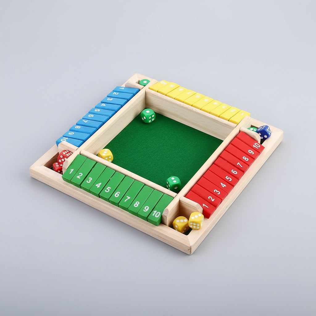 Jogo de Tabuleiro Fecha a Caixa Jogo de Família em Madeira Dados
