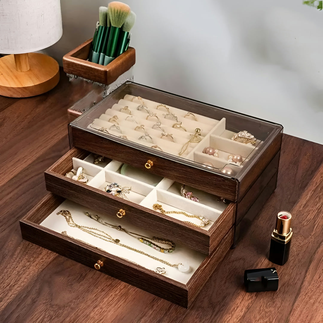 Mother's Day Jewelry Box Wooden Organizer Drawers