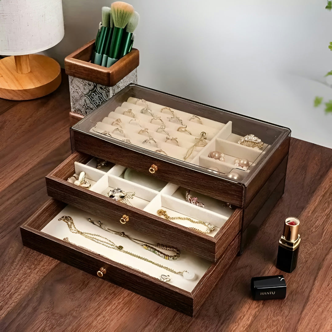 Mother's Day Jewelry Box Wooden Organizer Drawers