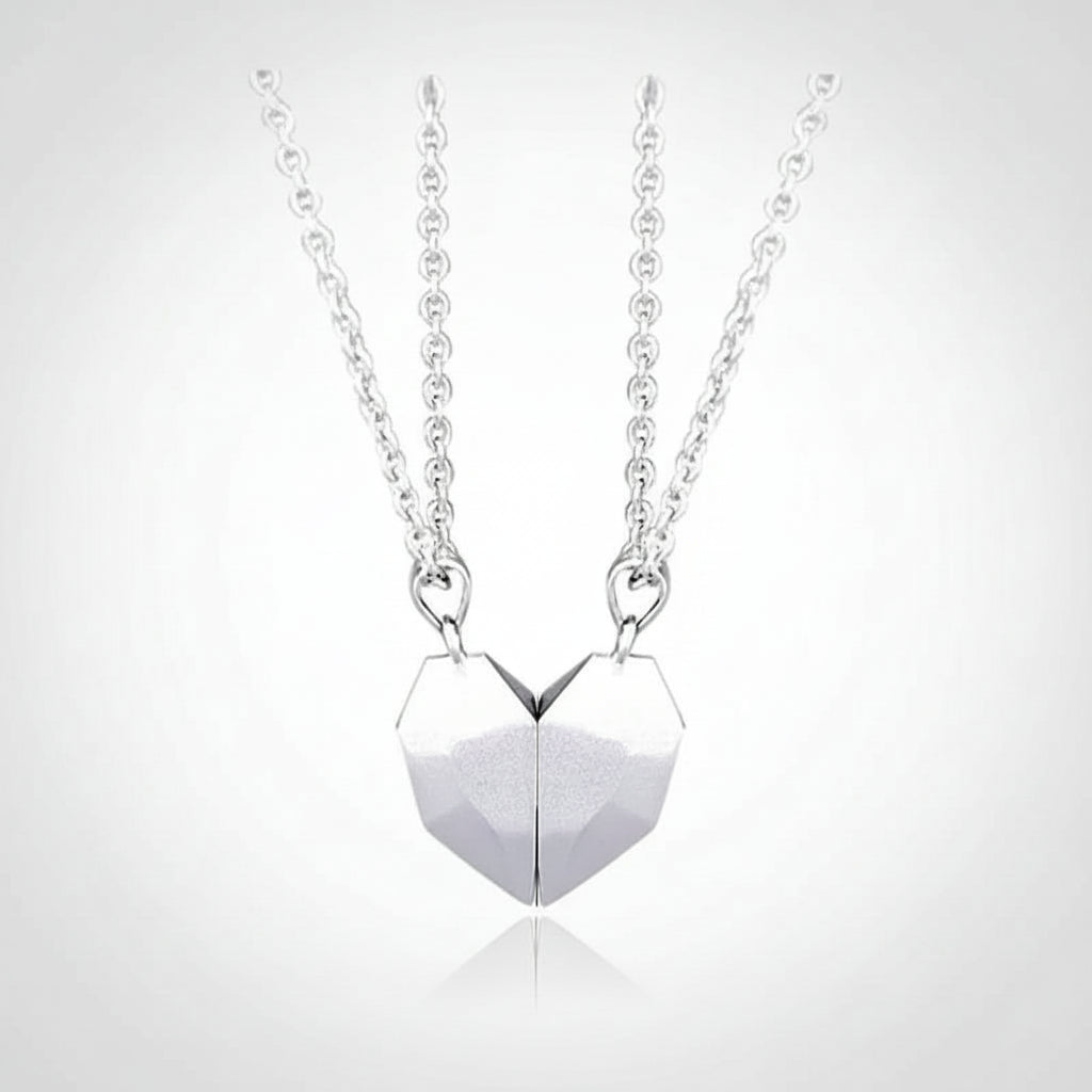 Collana Ciondolo Forma Cuore Accenti Dorati Argento