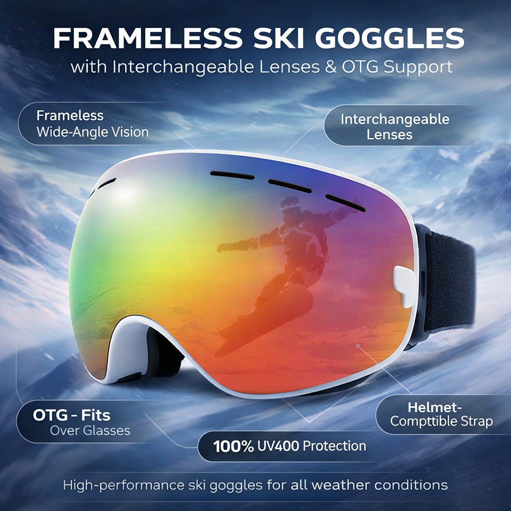 Óculos de Esqui com Lentes Intercambiáveis OTG Proteção UV400