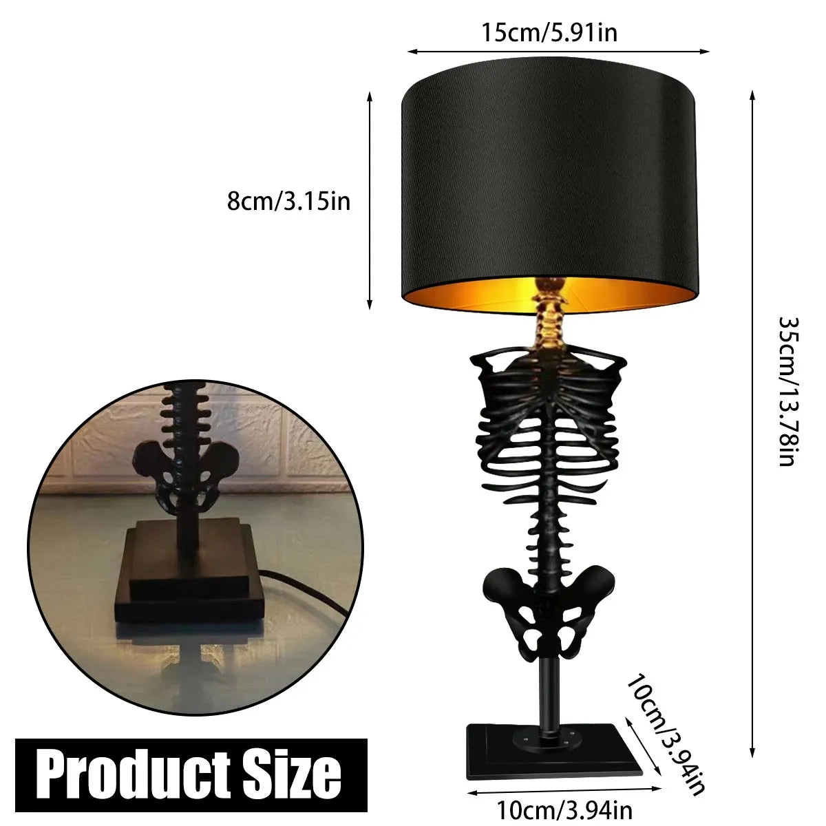 Lampada da tavolo scheletro gotico