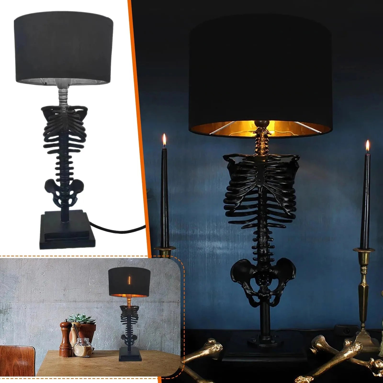 Lampada da tavolo scheletro gotico