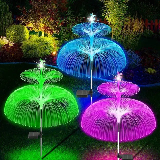 GlowJelly - Iluminação Solar LED para Jardim, Lâmpadas Exteriores Coloridas e Impermeáveis para Caminhos e Decoração