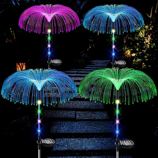 GlowJelly - Iluminação Solar LED para Jardim, Lâmpadas Exteriores Coloridas e Impermeáveis para Caminhos e Decoração