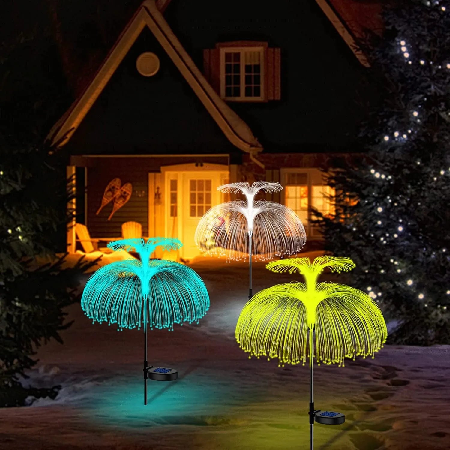 GlowJelly - Iluminação Solar LED para Jardim, Lâmpadas Exteriores Coloridas e Impermeáveis para Caminhos e Decoração
