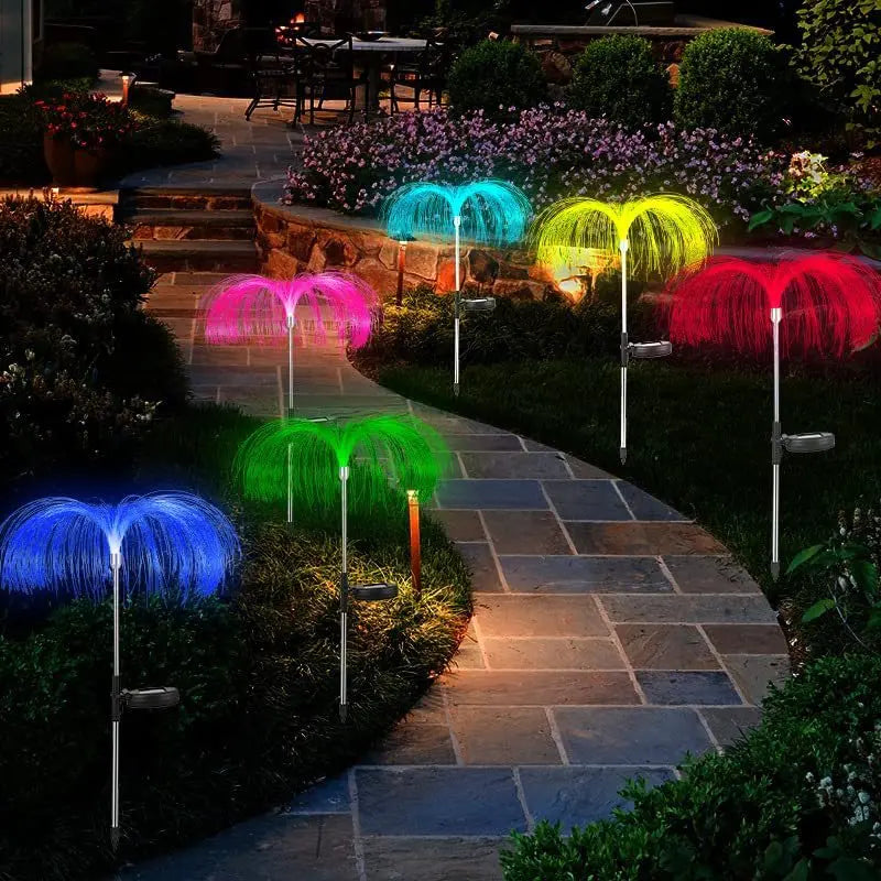GlowJelly - Iluminação Solar LED para Jardim, Lâmpadas Exteriores Coloridas e Impermeáveis para Caminhos e Decoração