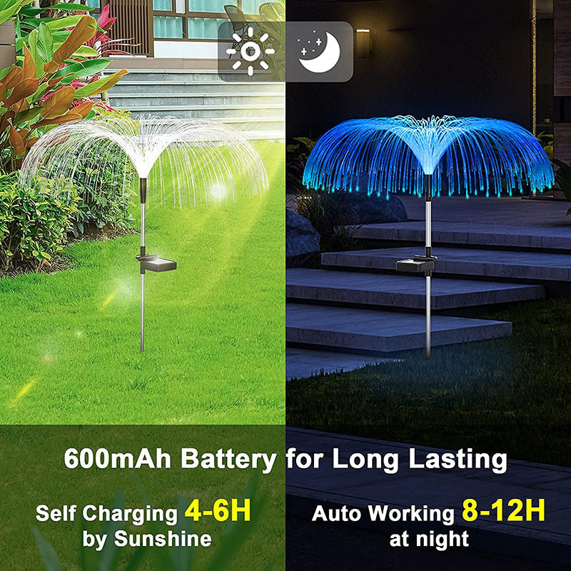 3 Packages Solar Fiber Optic Lights with Jellyfish-shaped Design for the Garden