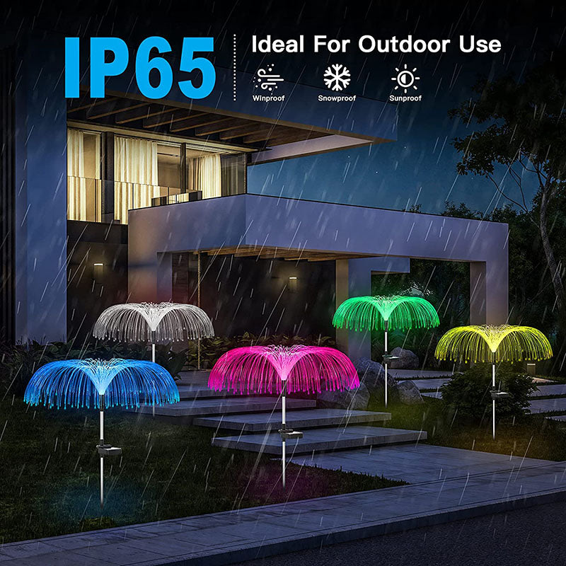 3 Packages Solar Fiber Optic Lights with Jellyfish-shaped Design for the Garden