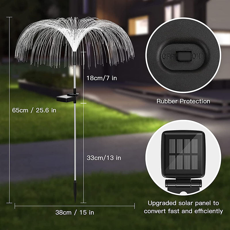 3 Packages Solar Fiber Optic Lights with Jellyfish-shaped Design for the Garden