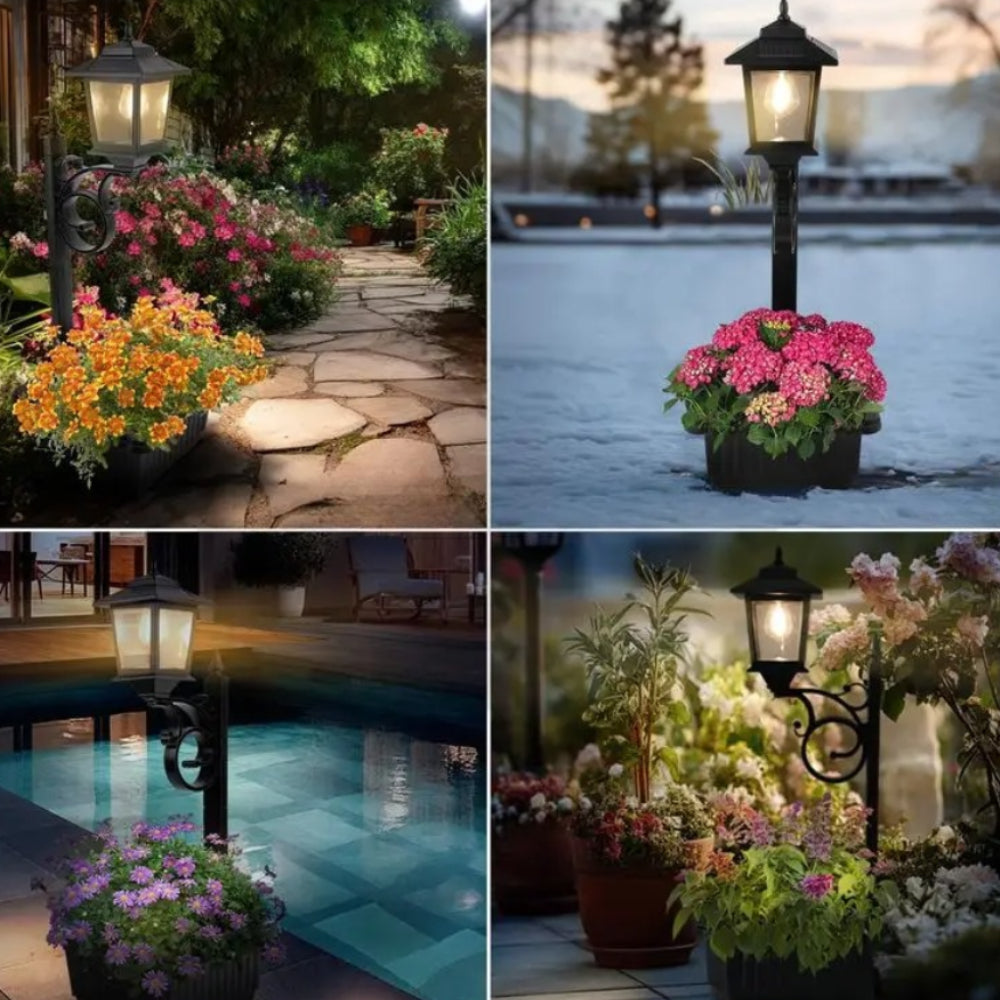 Lâmpada Solar de Jardim Lâmpada Exterior Vaso de Flores Lâmpada de Parede Iluminação de Jardim