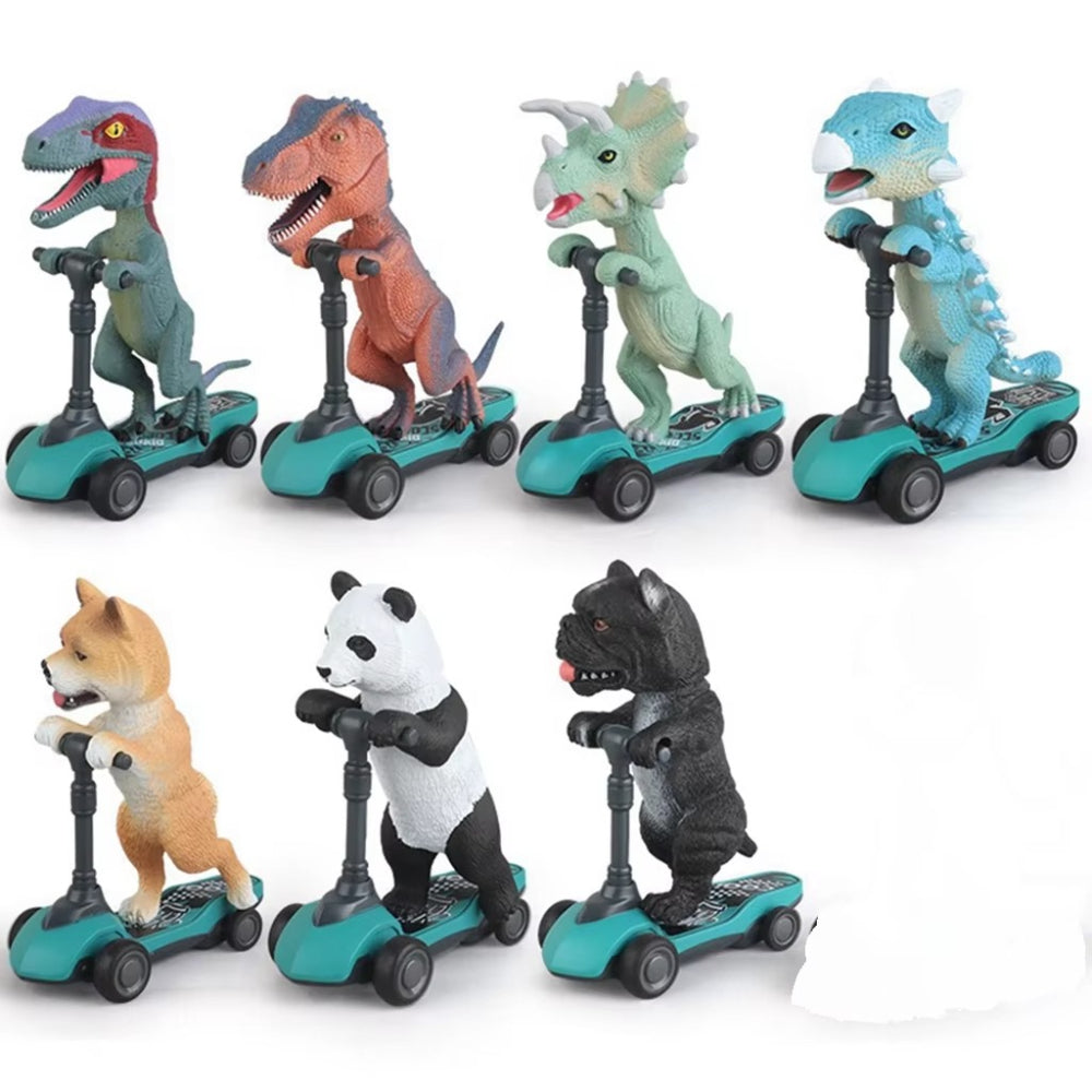 Set Scooter Dinosauro Giocattolo a Ritorno con Auto da Corsa