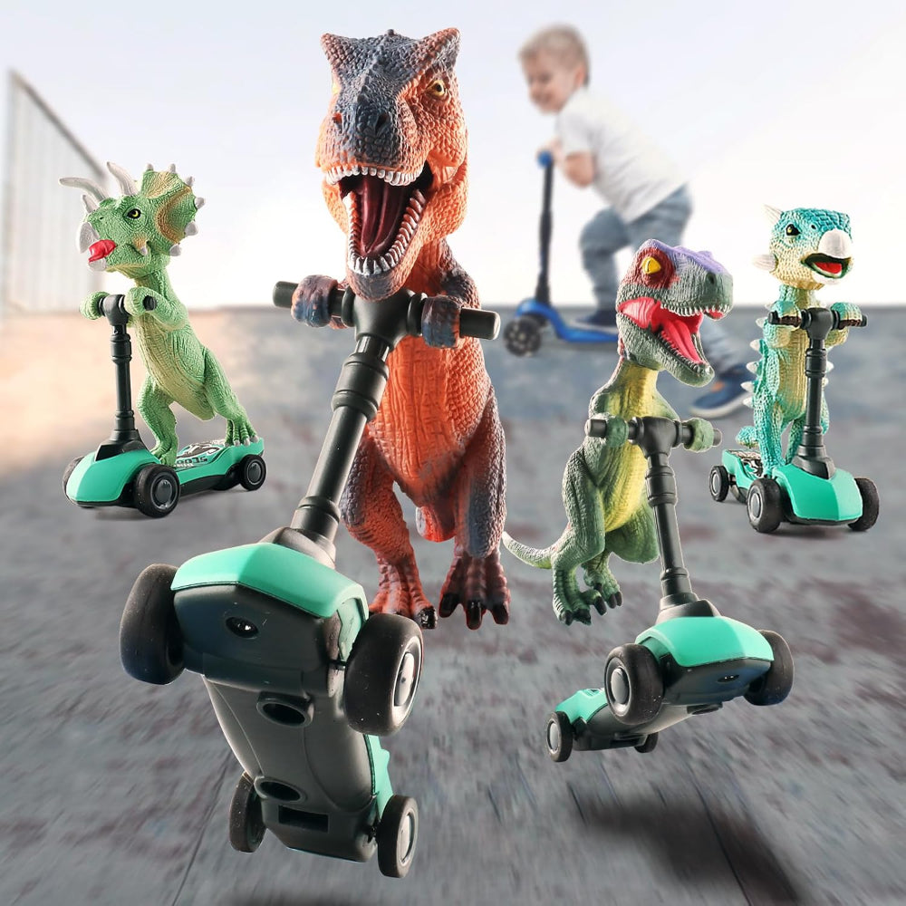 Set Scooter Dinosauro Giocattolo a Ritorno con Auto da Corsa