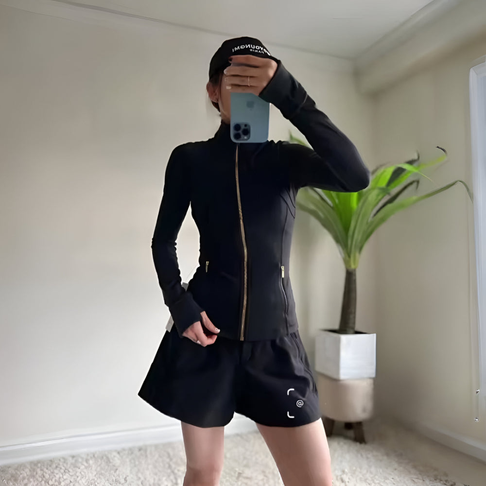 Giacca Sportiva Donna Fitness Zip Aderente