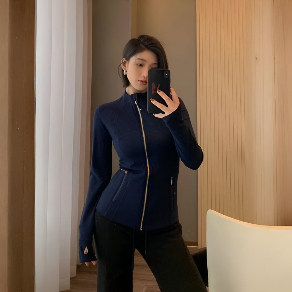 Giacca Sportiva Donna Fitness Zip Aderente