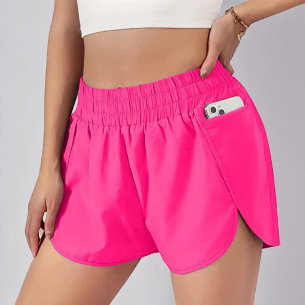Pantaloncini sportivi da donna per corsa a vita alta ad asciugatura rapida