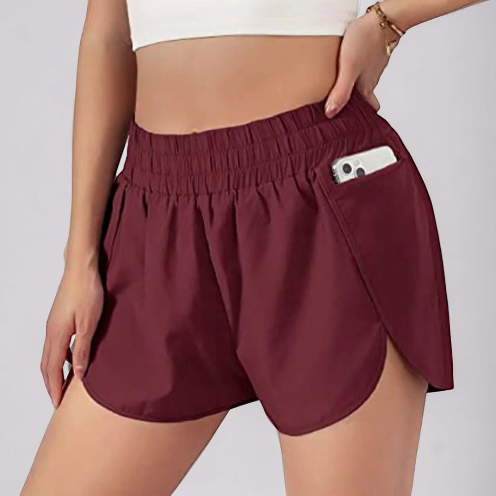 Pantaloncini sportivi da donna per corsa a vita alta ad asciugatura rapida