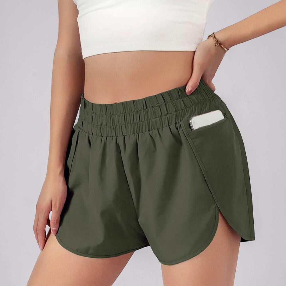 Sportshort Dames Hardloopshort Hoge Taille Sneldrogend