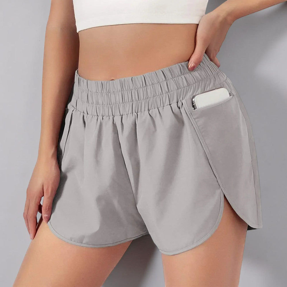 Pantaloncini sportivi da donna per corsa a vita alta ad asciugatura rapida