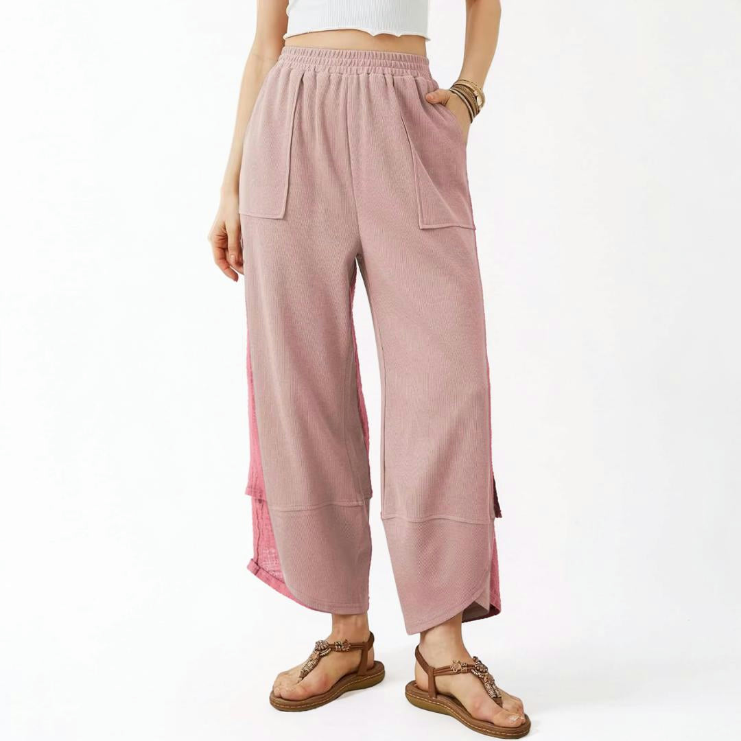 Pantaloni Donna Vita Alta Vestibilità Larga Casual Comfort