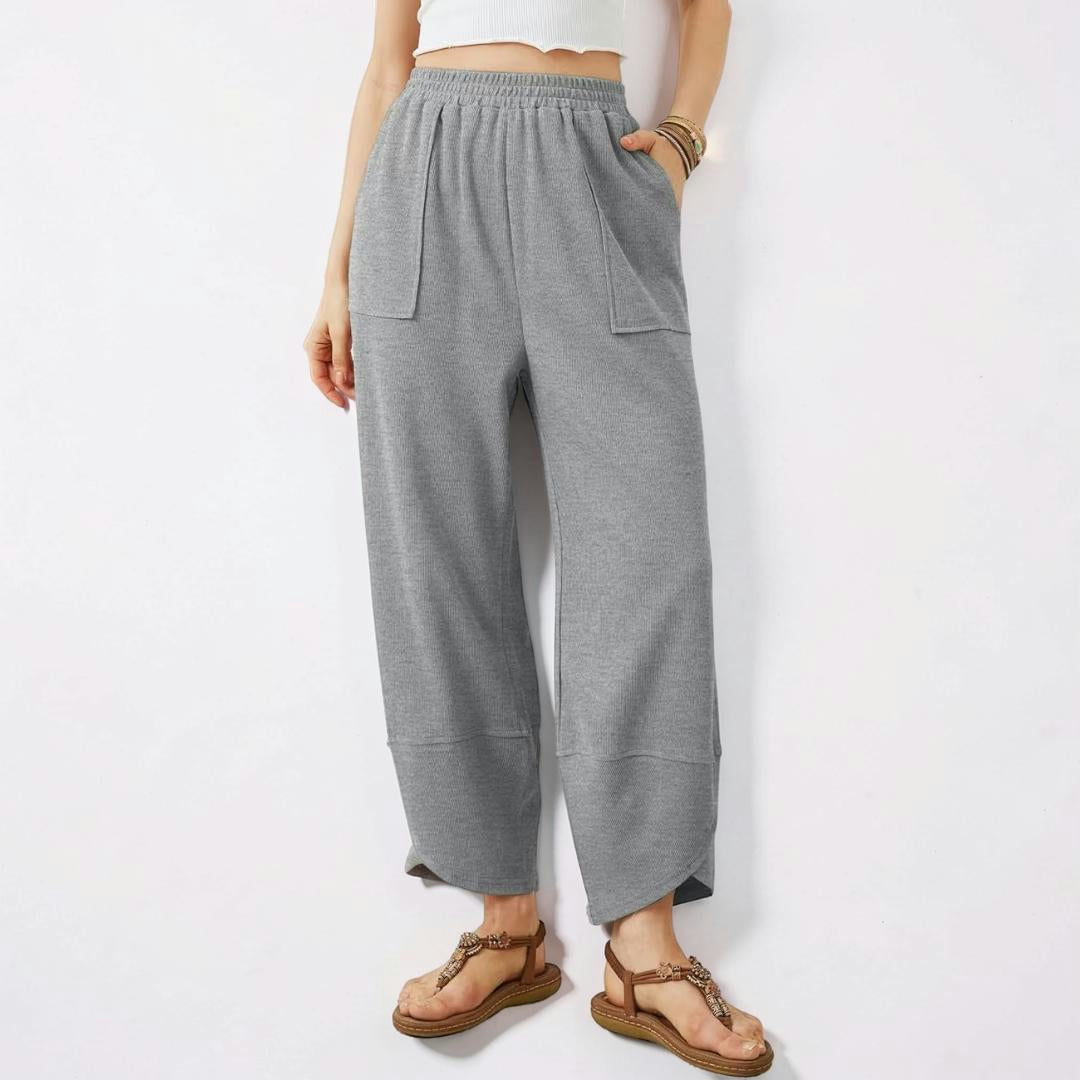 Pantaloni Donna Vita Alta Vestibilità Larga Casual Comfort