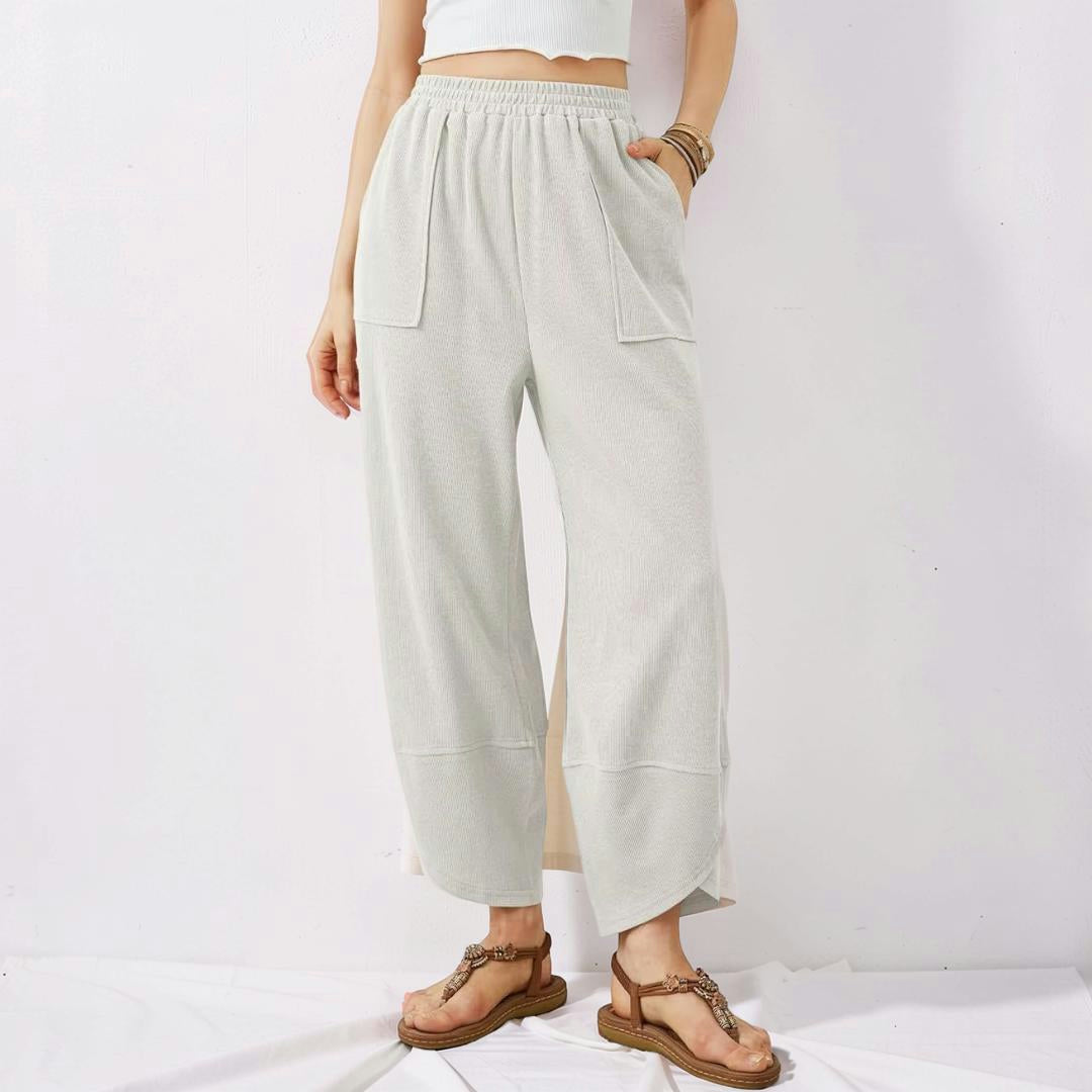 Pantaloni Donna Vita Alta Vestibilità Larga Casual Comfort