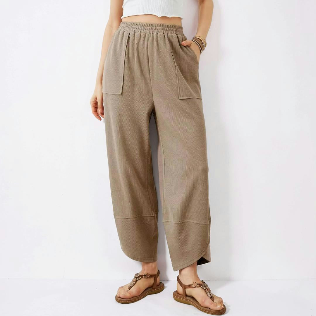Pantaloni Donna Vita Alta Vestibilità Larga Casual Comfort