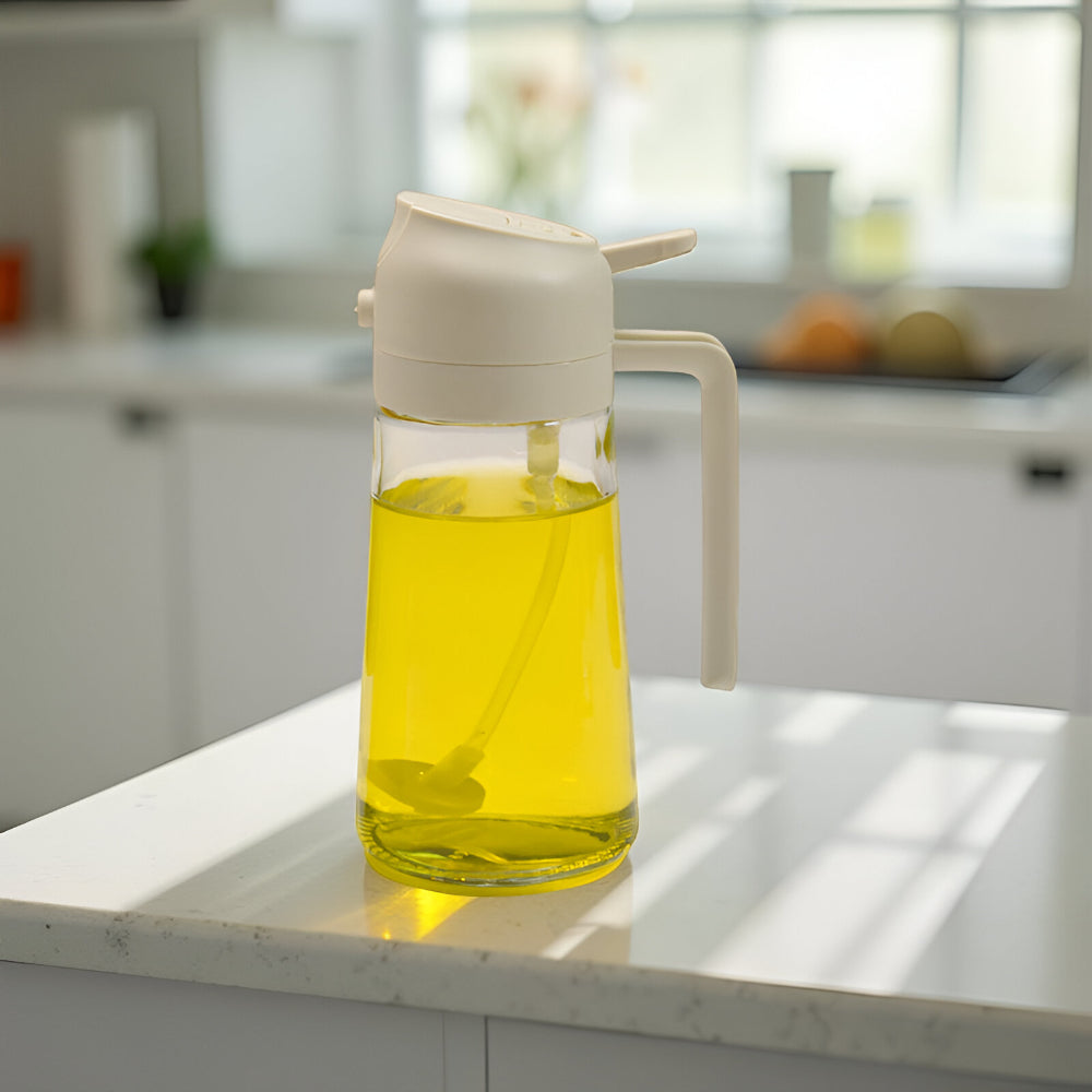 Spruzzatore per olio da cucina con dispenser per condimenti e dosaggio