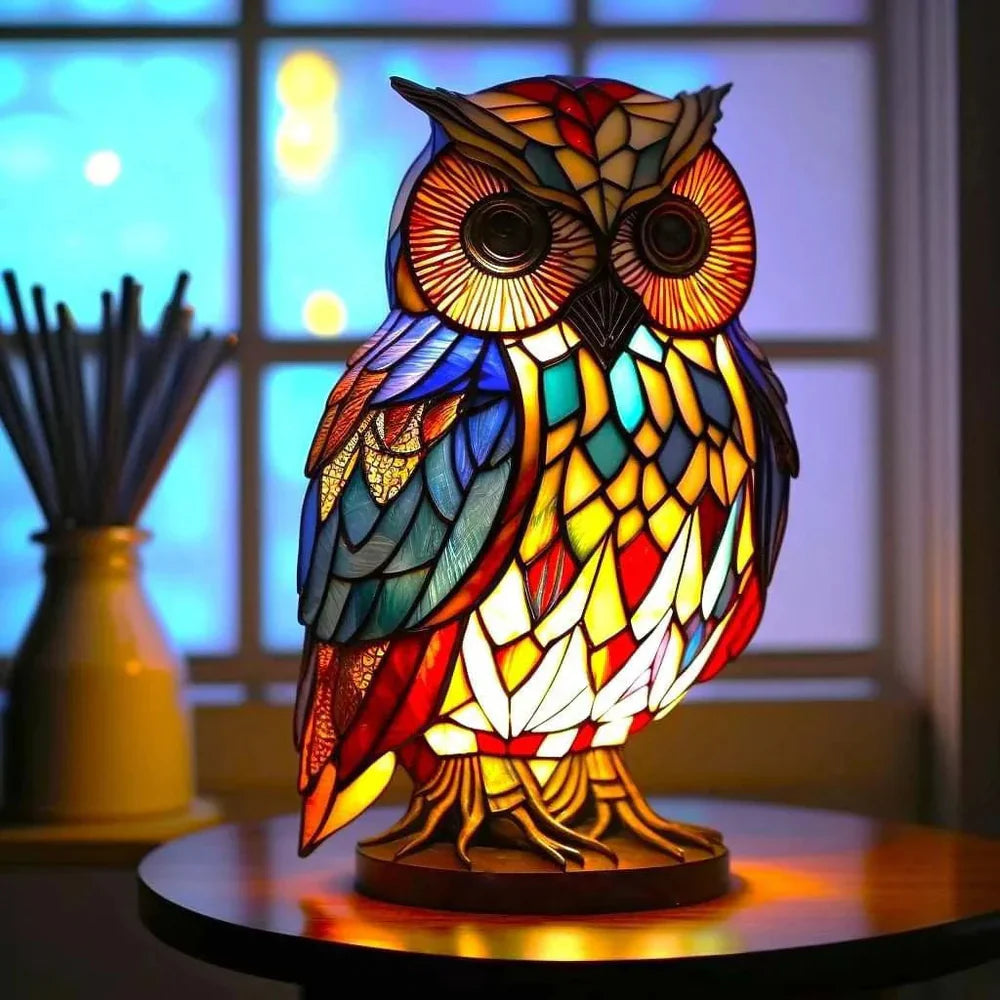 Table Lamp Stained Glass Animal Sculpture Ambient Lighting