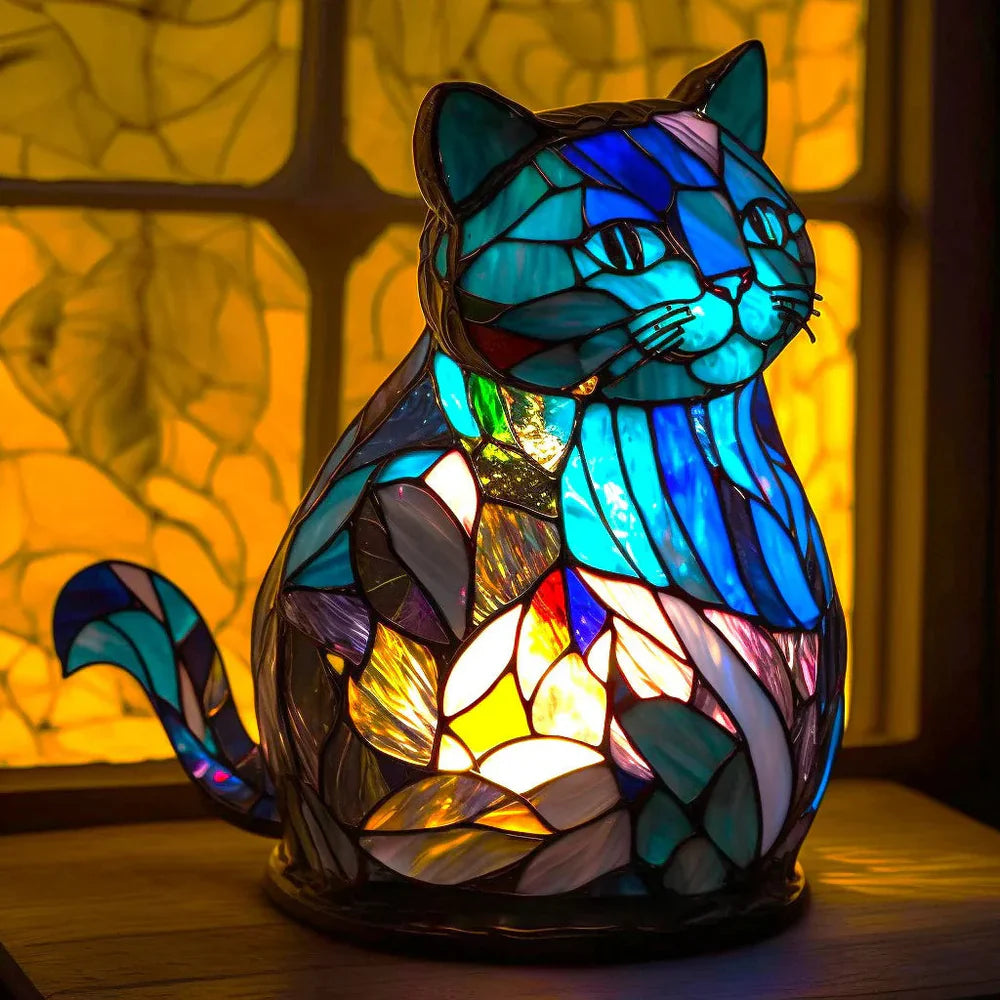 Table Lamp Stained Glass Animal Sculpture Ambient Lighting