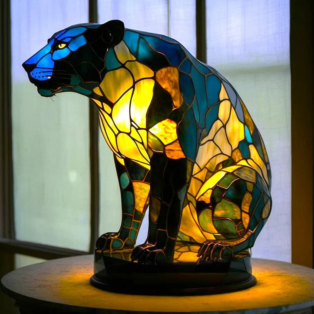 Table Lamp Stained Glass Animal Sculpture Ambient Lighting