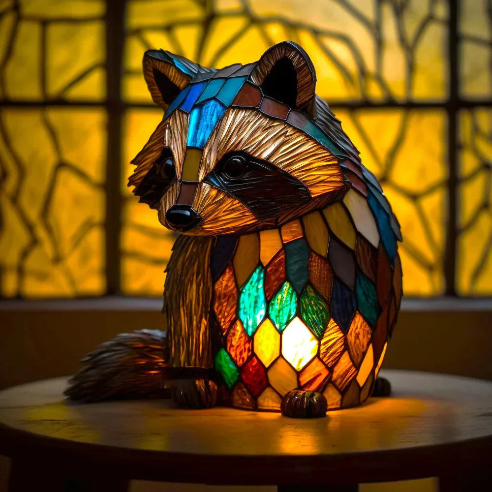 Table Lamp Stained Glass Animal Sculpture Ambient Lighting