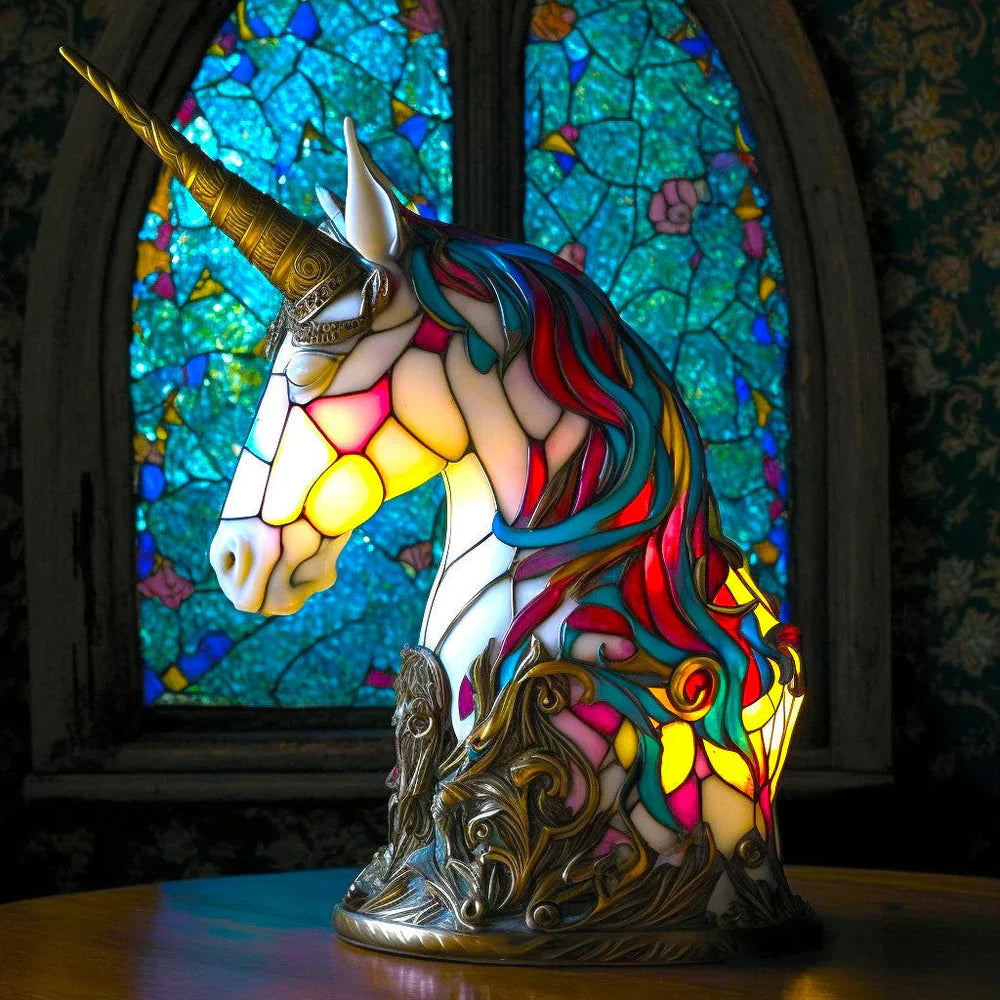 Table Lamp Stained Glass Animal Sculpture Ambient Lighting