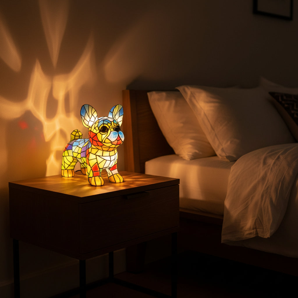 Lampada Bulldog Francese Figura Artistica Cane Illuminazione Interna