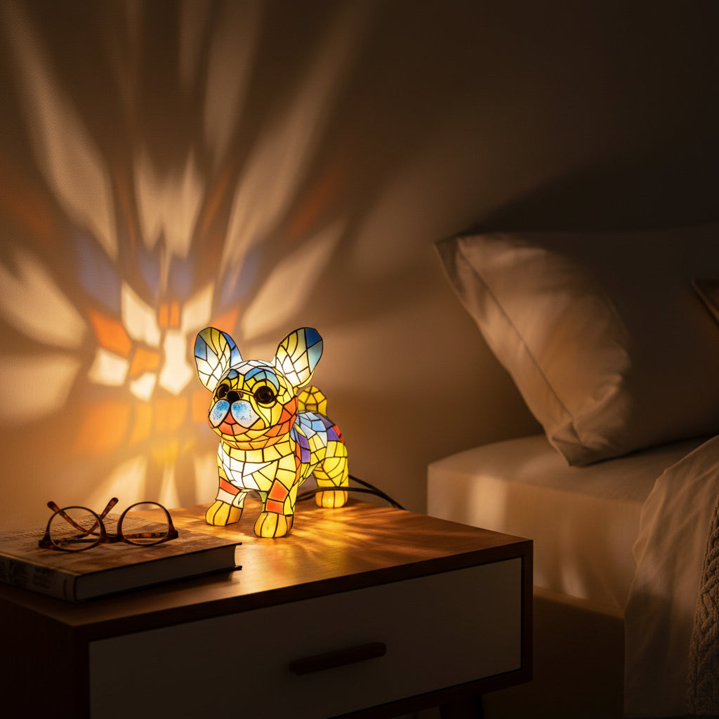 Lampada Bulldog Francese Figura Artistica Cane Illuminazione Interna