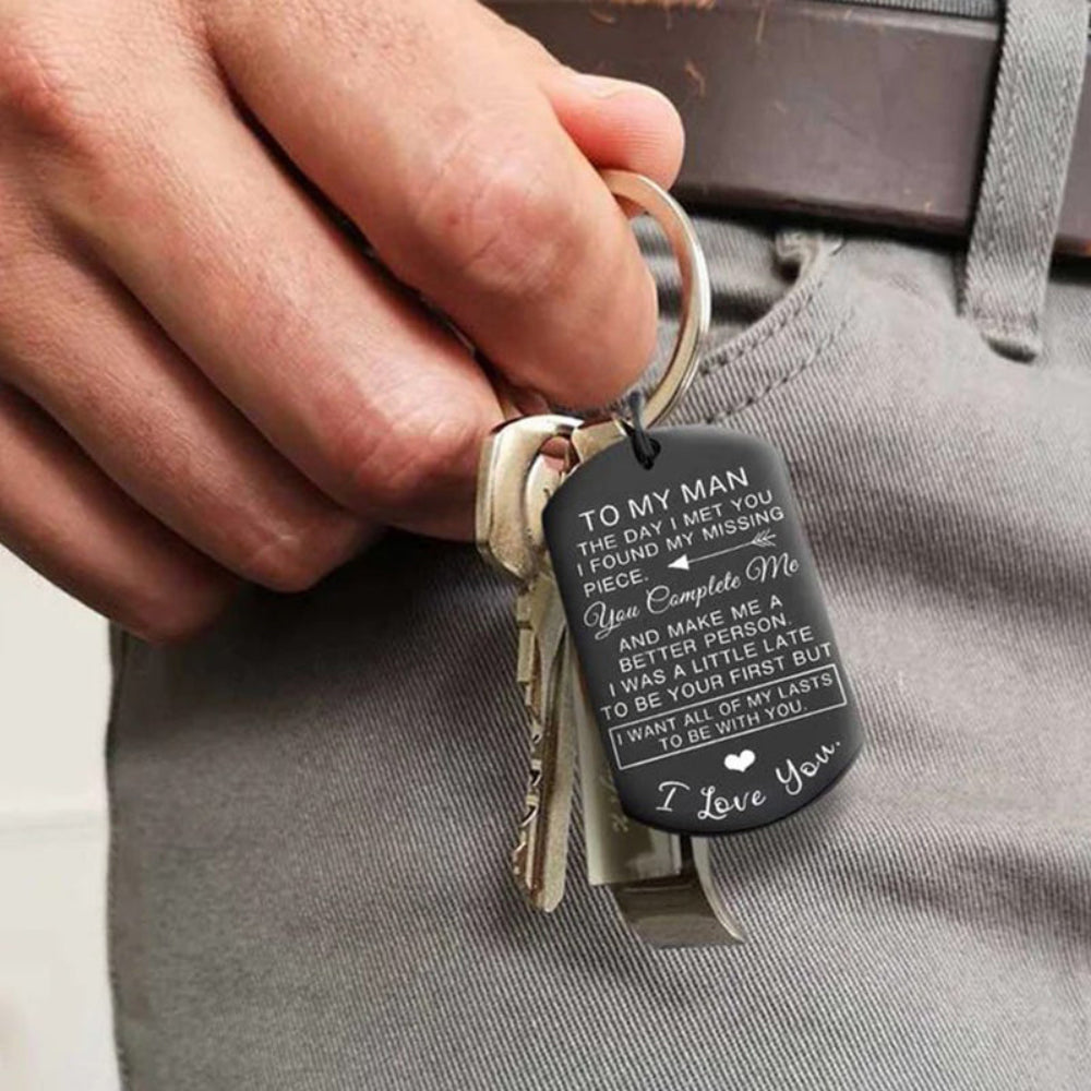 Stainless Steel Keychain Love Quote Gift Romantic Keepsake for Him 3