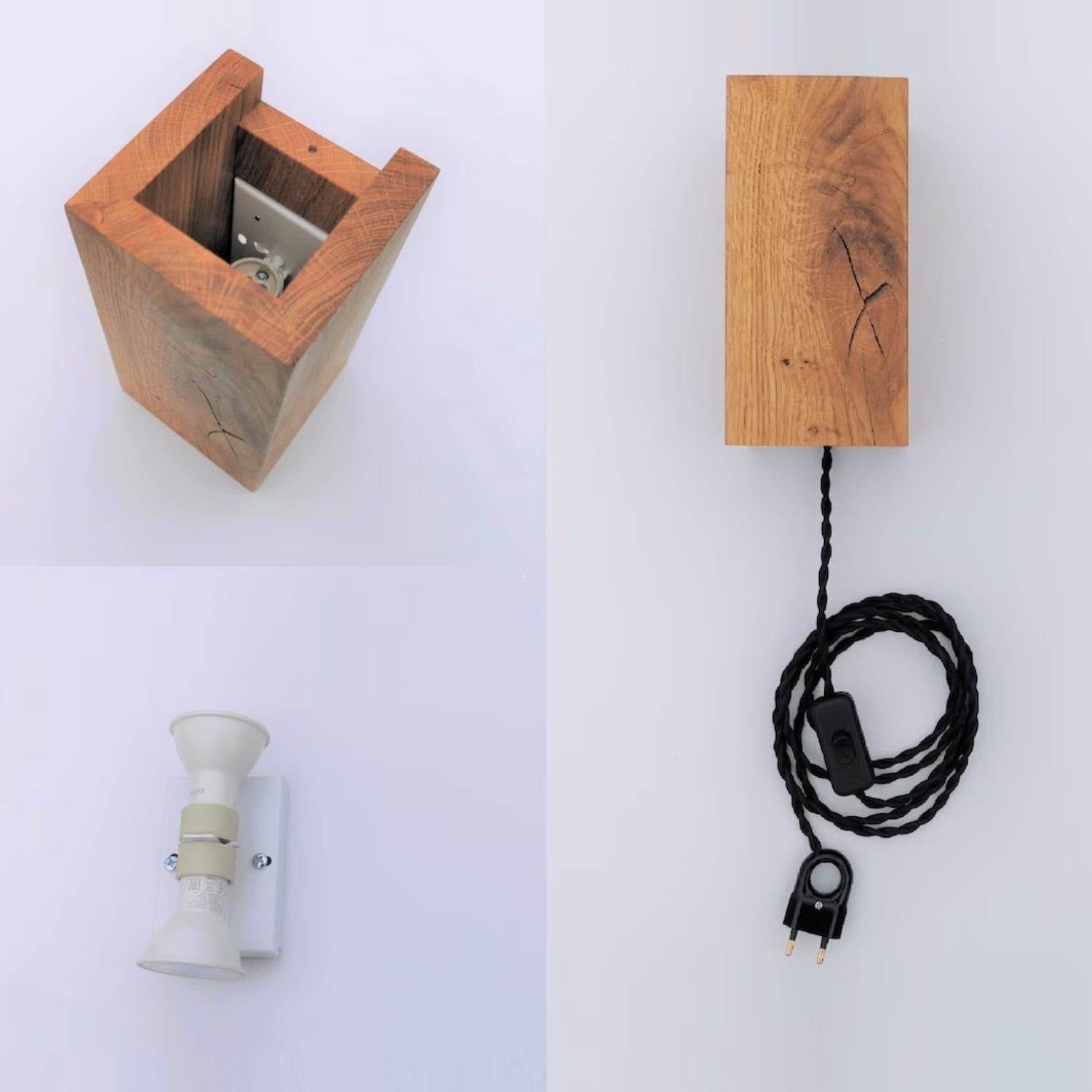 NordicGlow – Rustic Wooden Wall Lamp with LED Lighting for Living Room and Bedroom