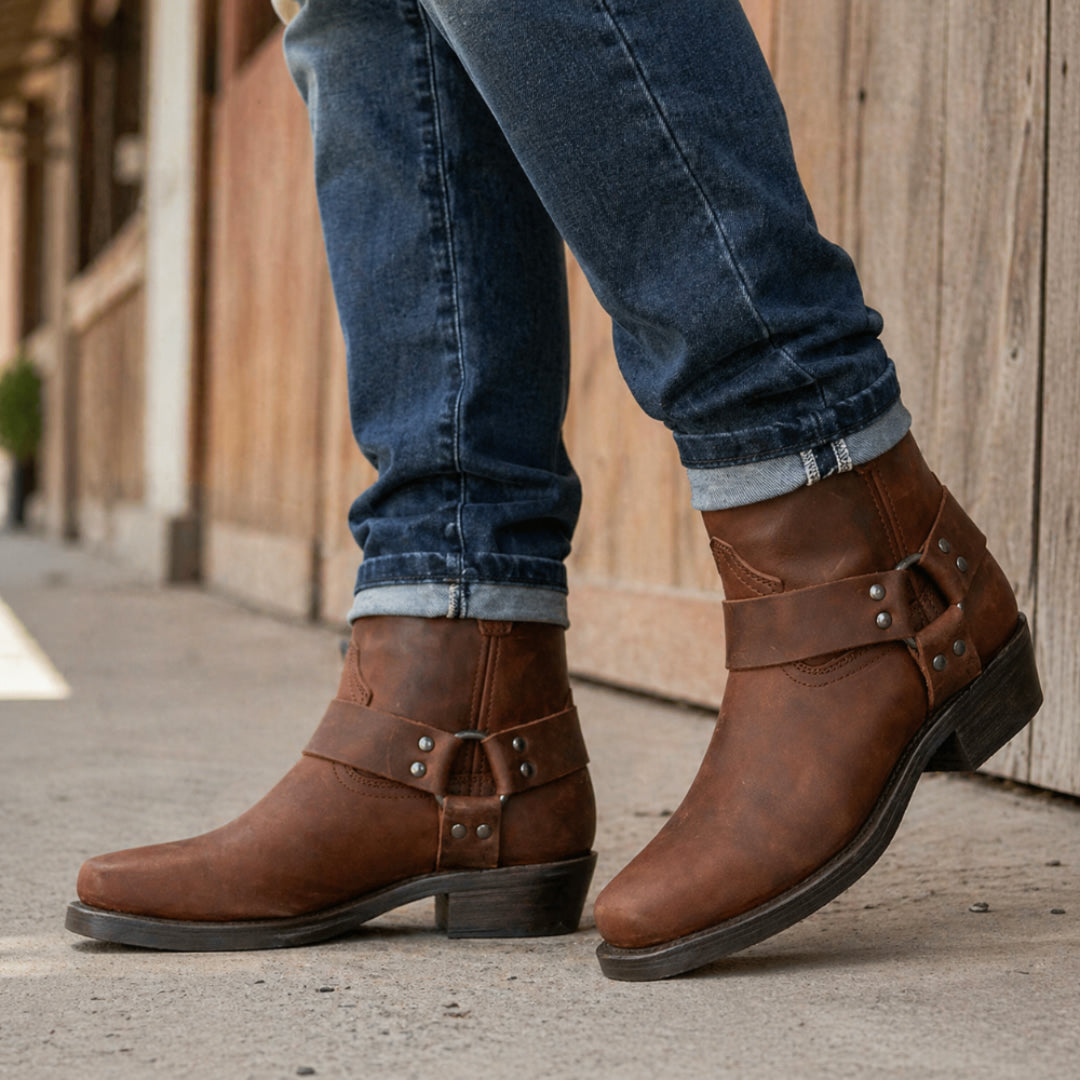 Botas Cowboy Homem Botins Western Salto Baixo Casual