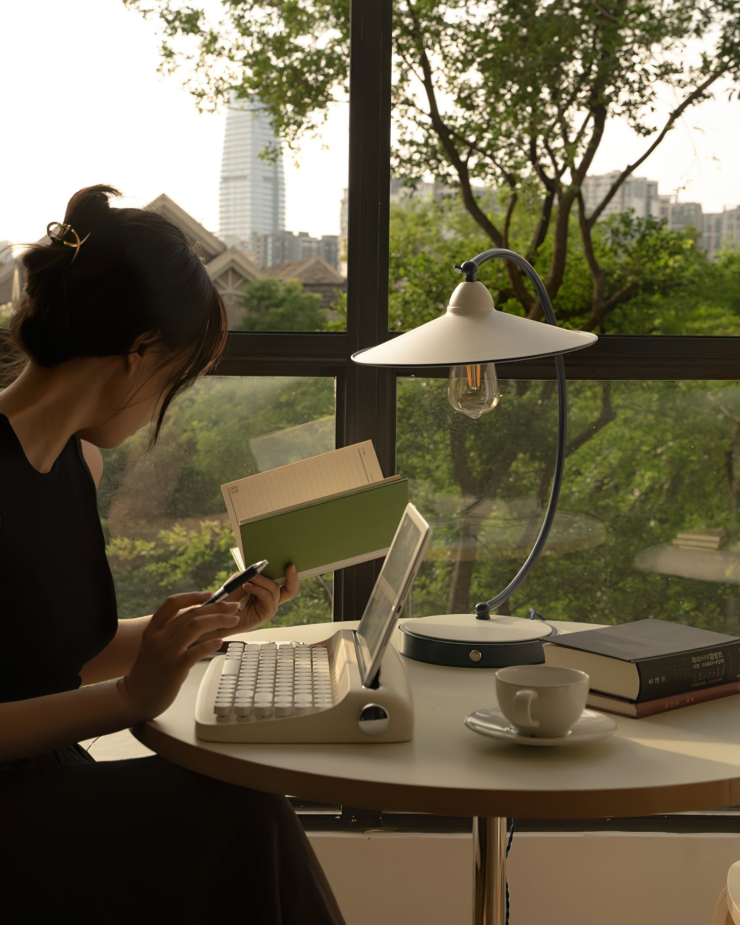 SwanGlow - Blue Design Table Lamp with Elegant Finish