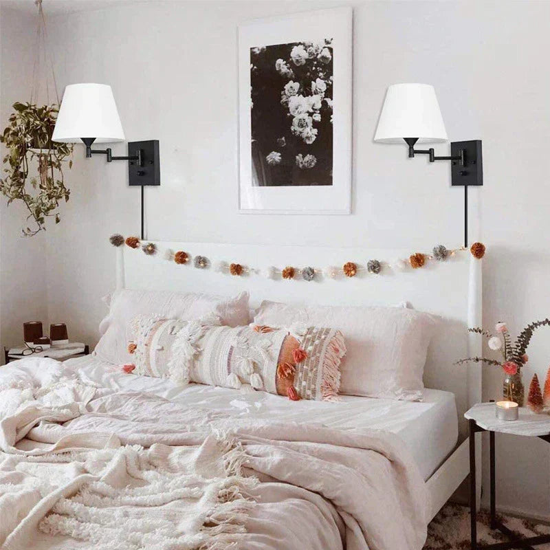 FlexiGlow - Lampada da parete LED con paralume in tessuto Lampada da parete regolabile